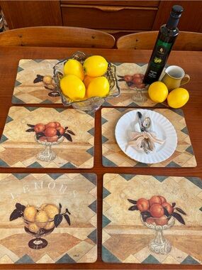 Pimpernel Cork-Backed Placemats Set of 6 Tuscan Lemons & Oranges